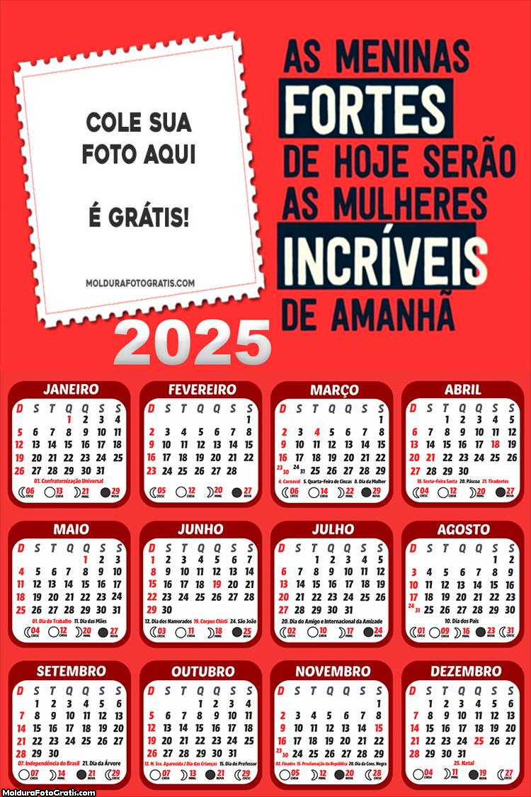 Calendário As Meninas Fortes 2025 Foto Montagem