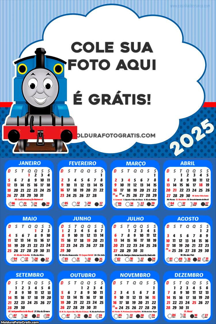 Calendário Trenzinho 2025 Montagem Grátis