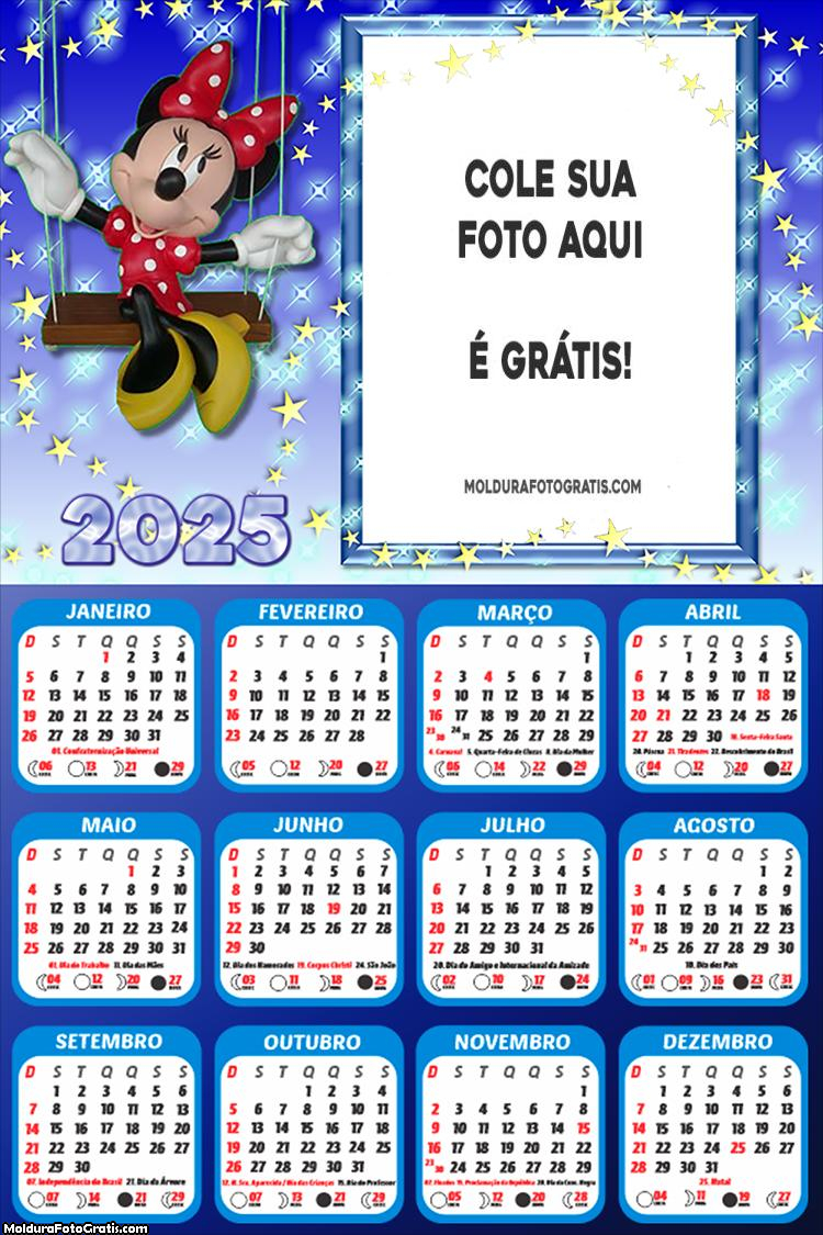 Calendário Minnie Balanço 2025 Foto Montagem