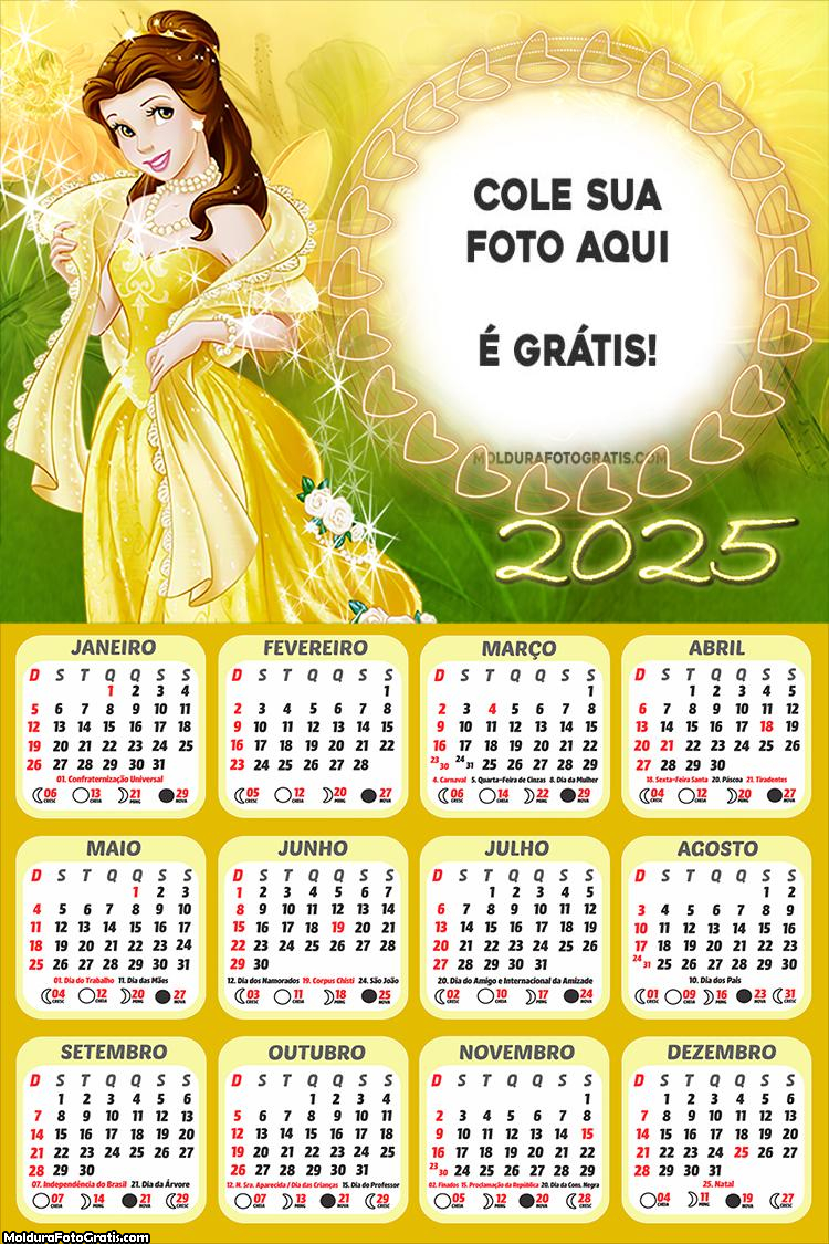 Calendário Bela Vestido Amarelo 2025