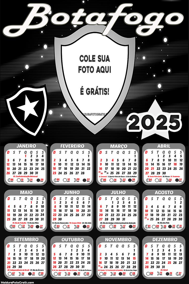 Calendário Botafogo 2025 Colagem