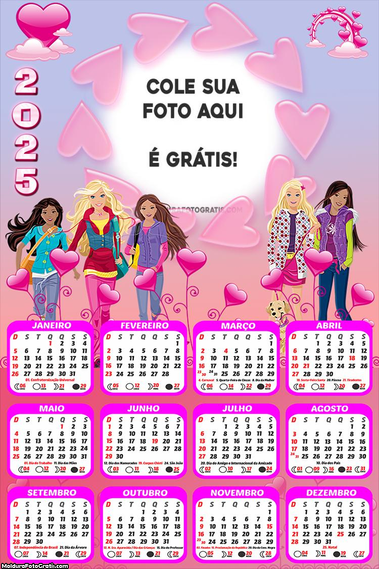 Calendário Amigas da Barbie 2025 Foto Montagem