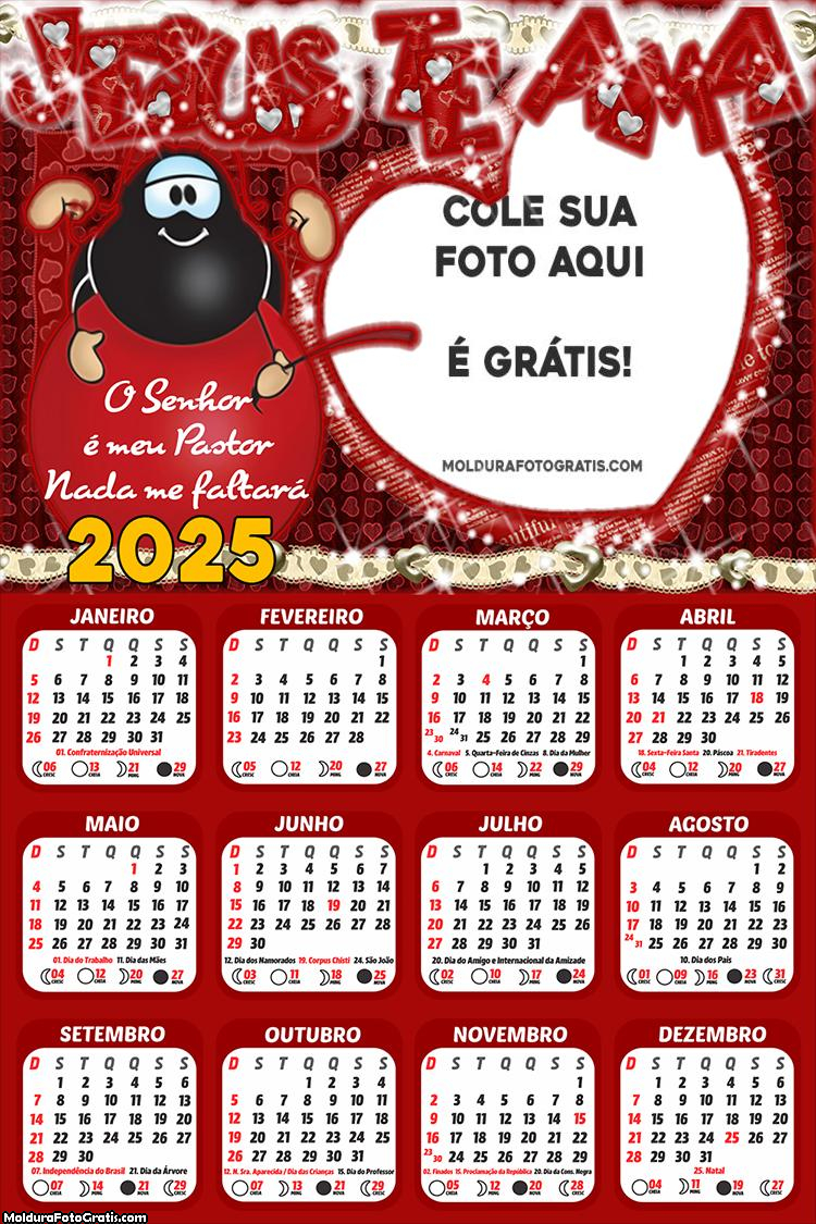 Calendário Jesus Te Ama 2025 Montagem para Foto