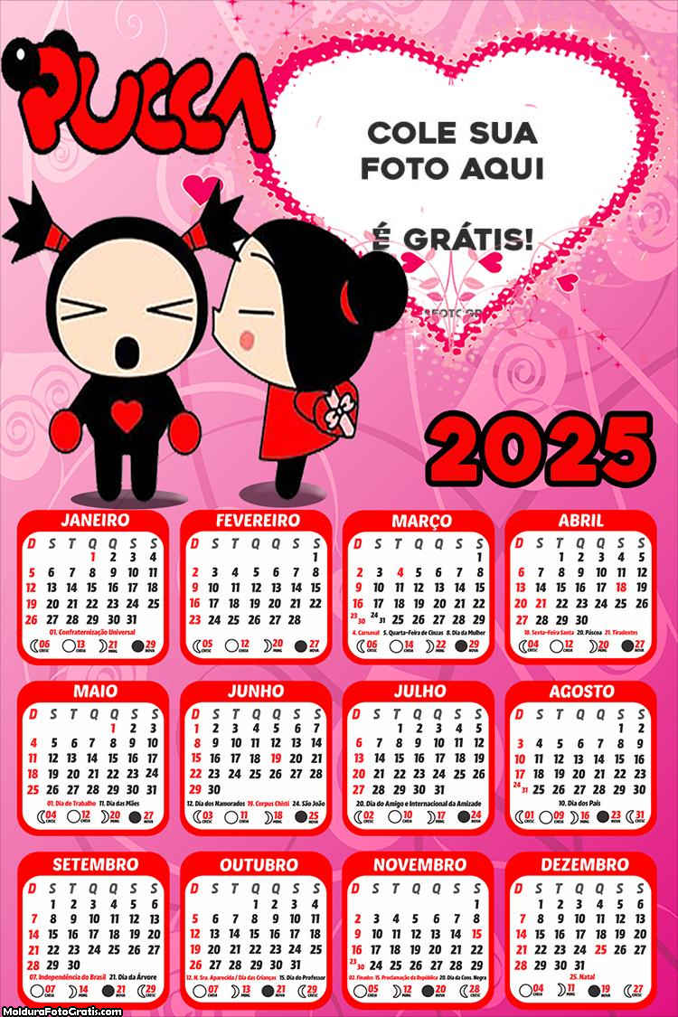 Calendário Pucca 2025 Montagem para Foto