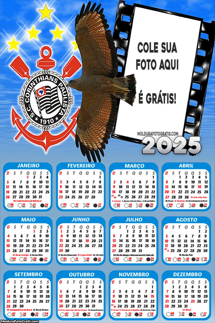 Calendário Corinthians Gavião 2025 Montagem Grátis