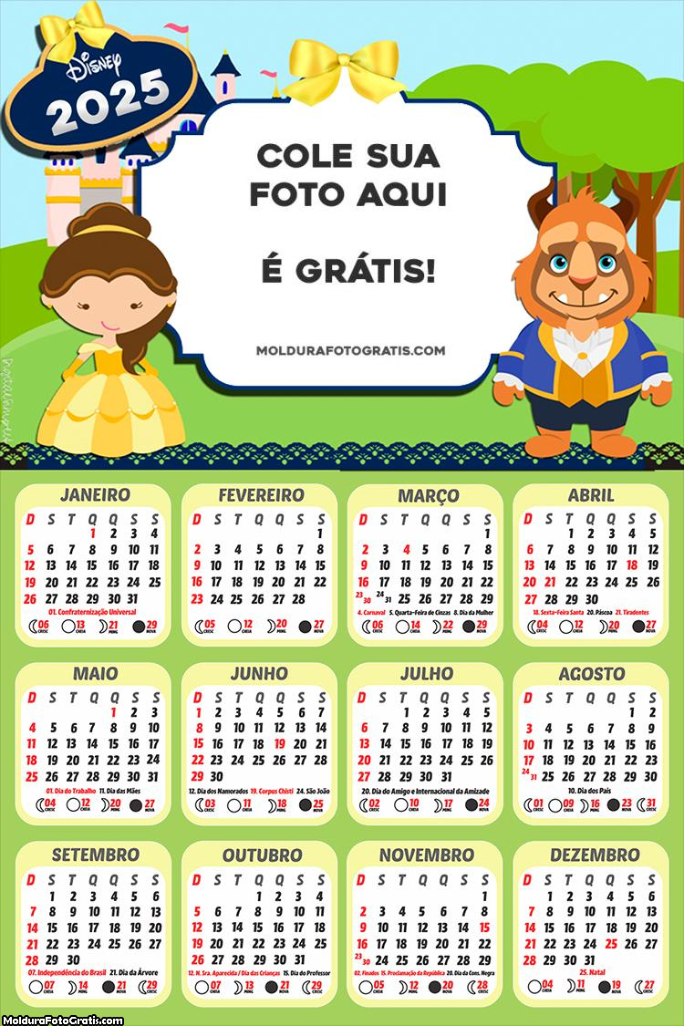 Calendário Bela e a Fera Cute 2025