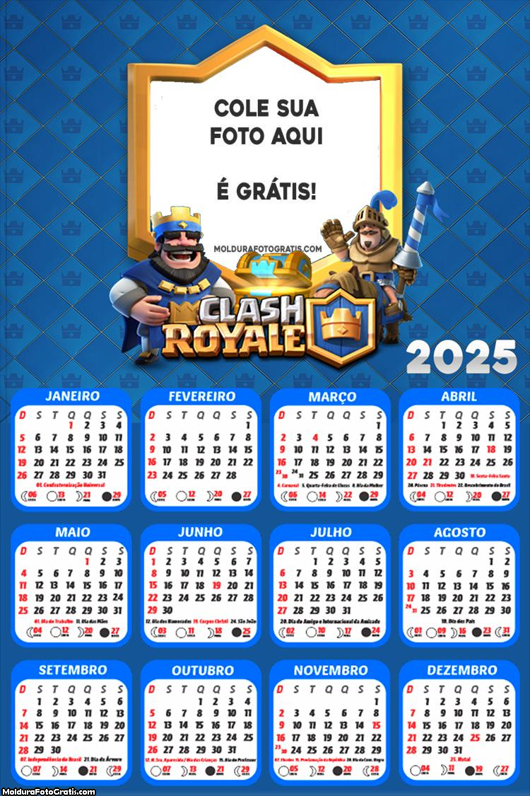 Calendário Clash Royale 2025 Foto Montagem