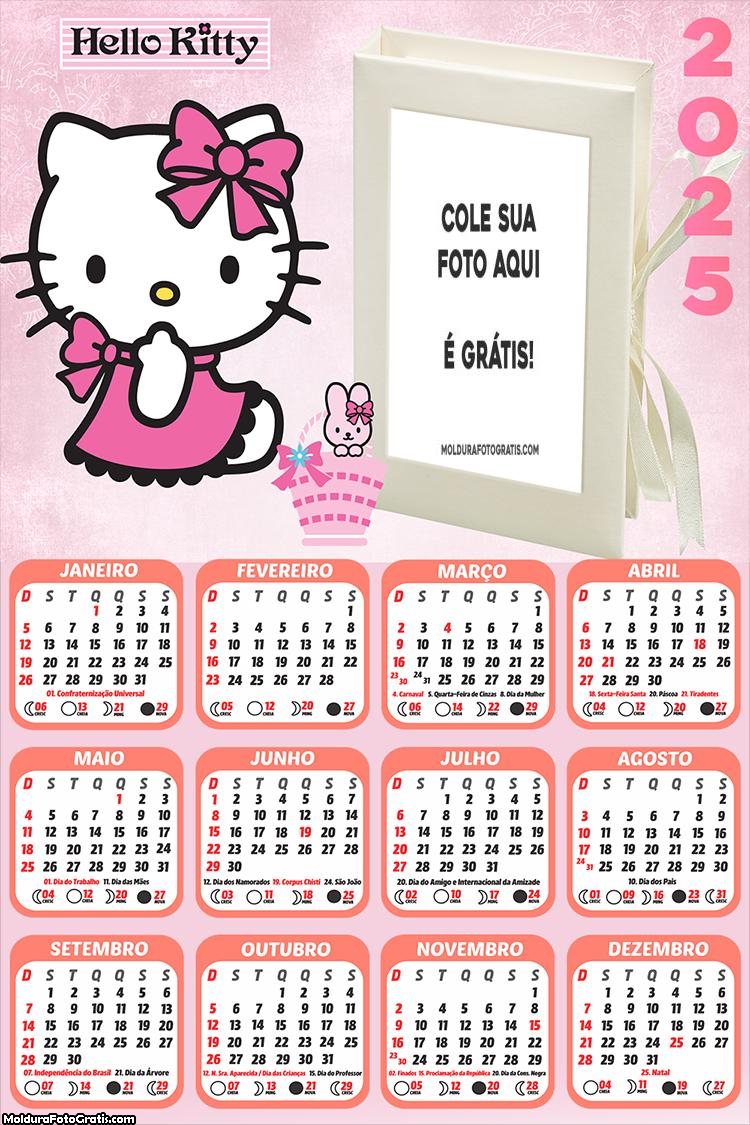 Calendário Hello Kitty Super Style 2025 Montagem para Foto