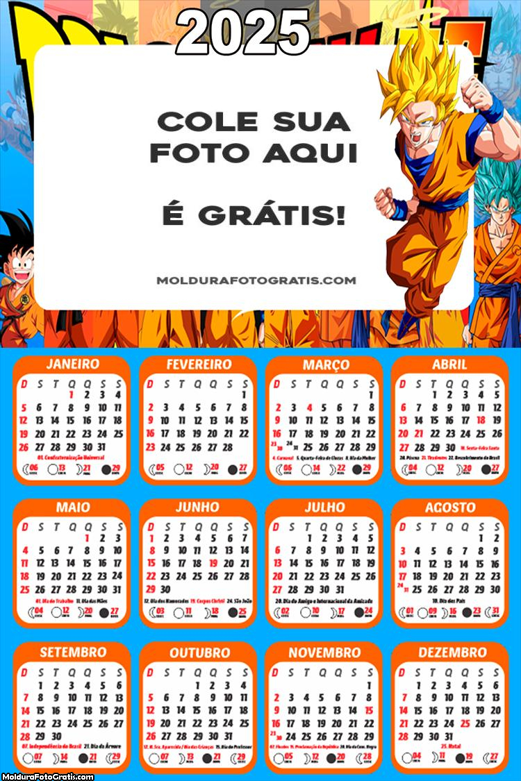 Calendário Dragon Ball Super 2025 Foto Montagem