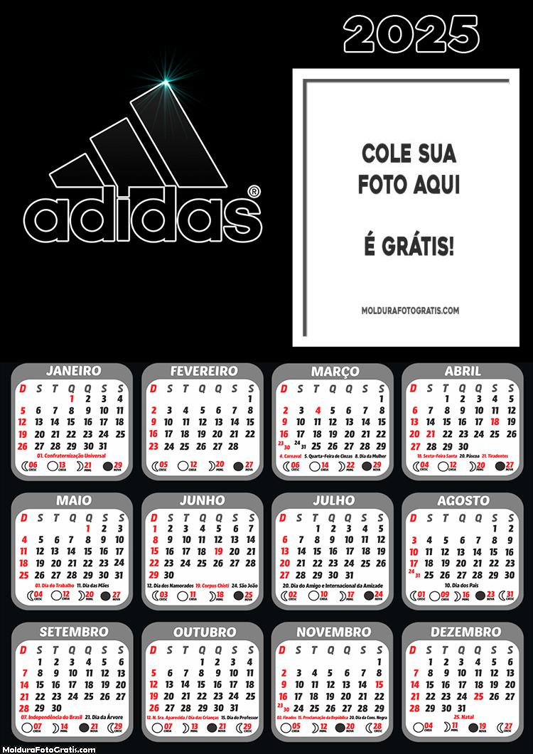 Calendário Adidas 2025 Foto Montagem