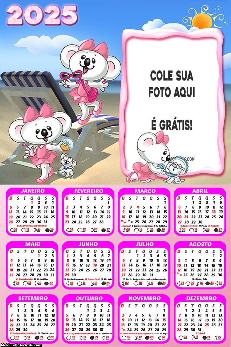 Calendário Lilica Ripilica Baby 2025 Montagem Grátis