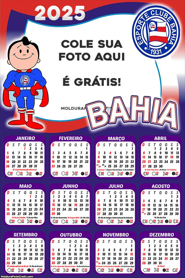 Calendário Bahia Futebol 2025 Time Montagem