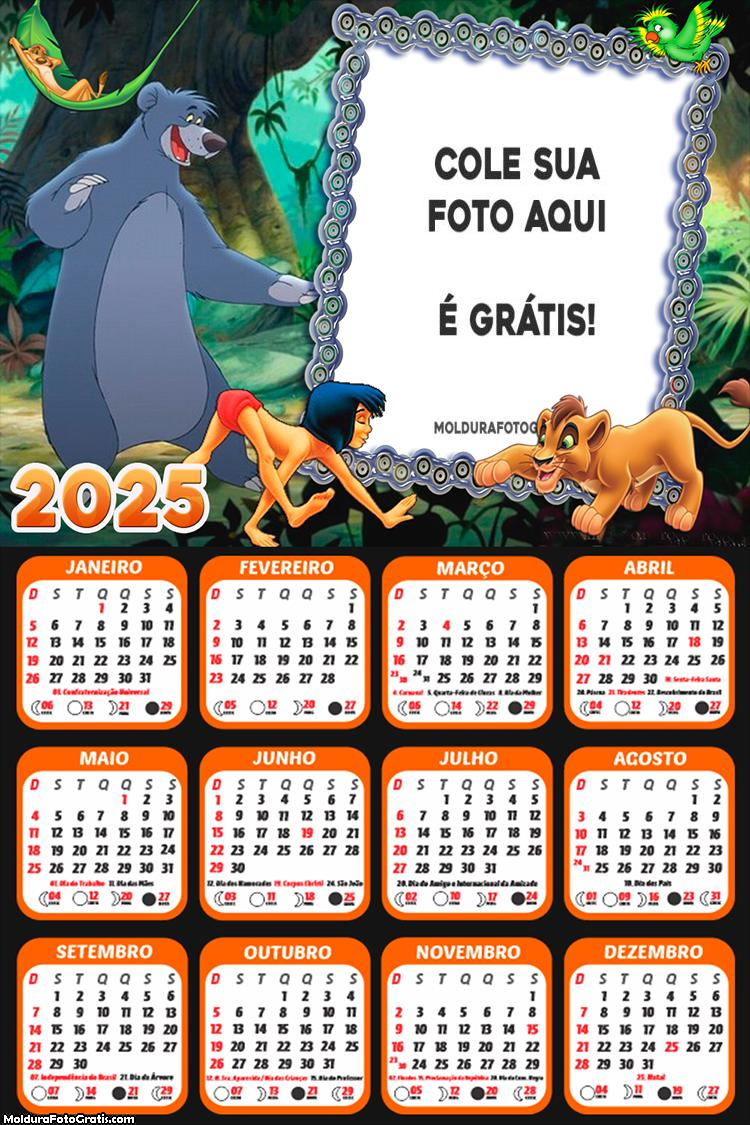 Calendário Tarzan 2025 Colagem de Foto