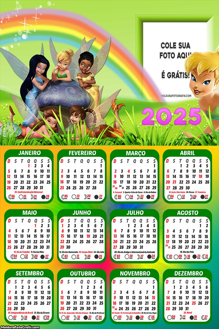 Calendário Fadinhas 2025 Colagem de Foto