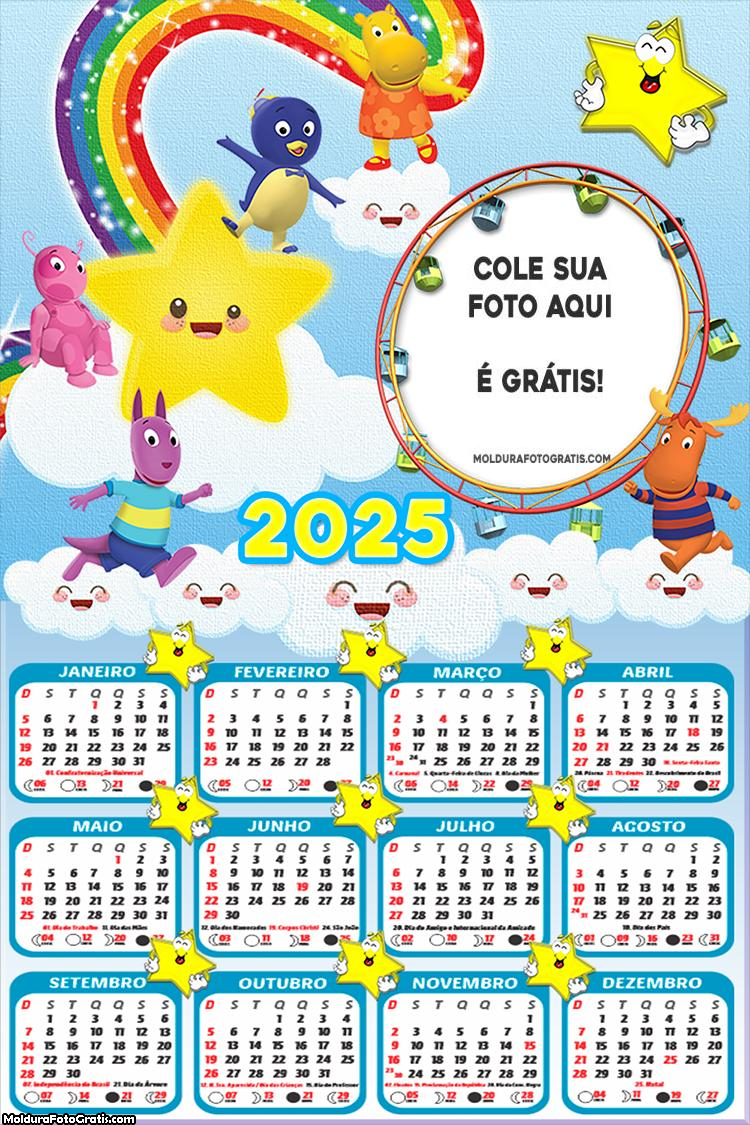 Calendário Os Backyadigans Desenho 2025 Montagem para Foto