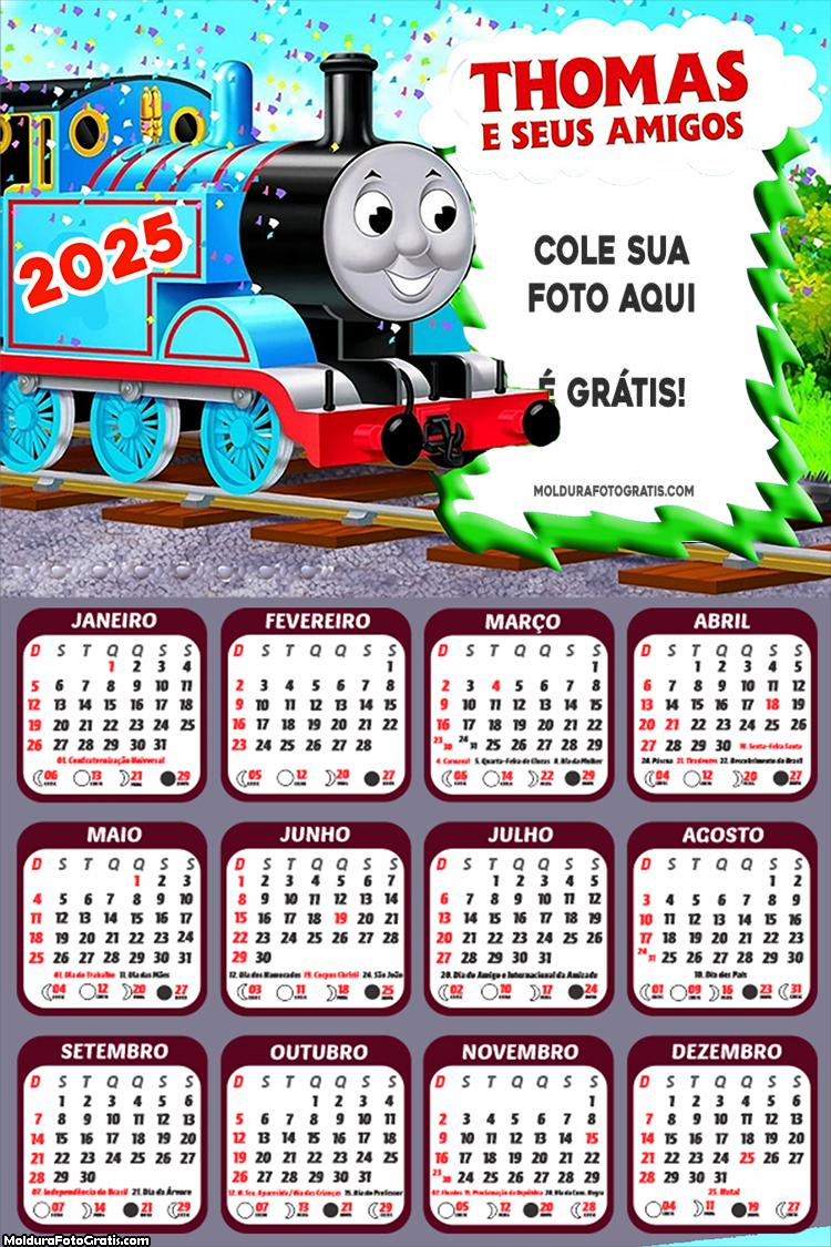 Calendário Thomas e Seus Amigos 2025 Montagem Grátis