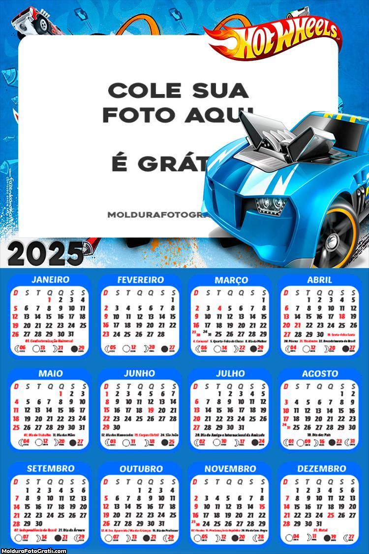 Calendário Carro Speed Power Hot Wheels 2025