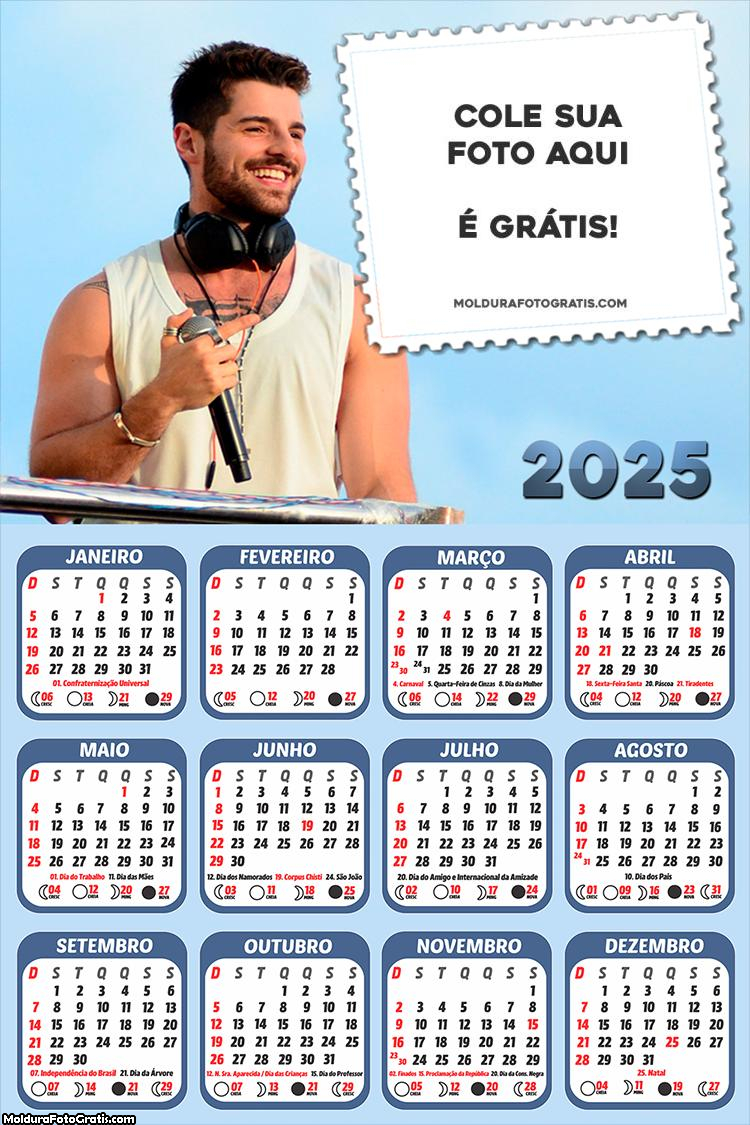 Calendário Alok 2025 Foto Montagem