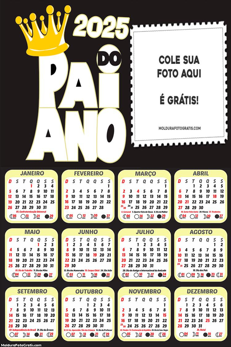 Calendário Pai do Ano 2025 Colagem de Foto