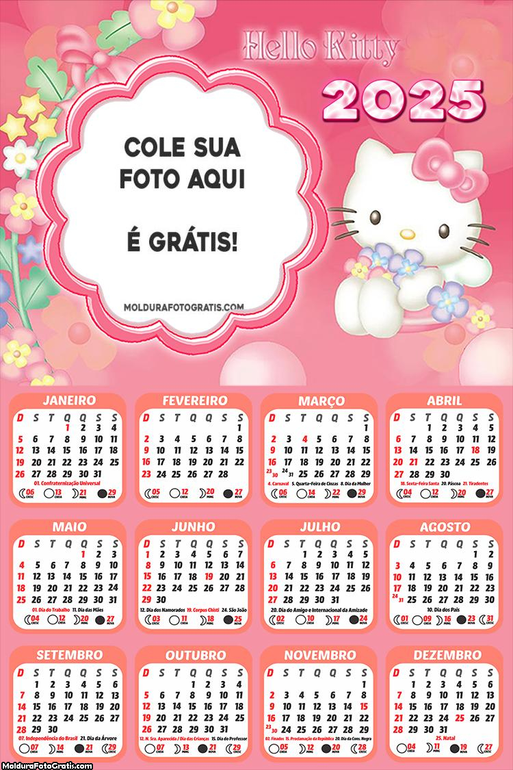 Calendário Hello Kitty 2025 Foto Montagem