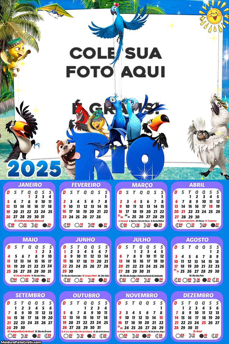 Calendário Rio 2025 Colagem de Foto