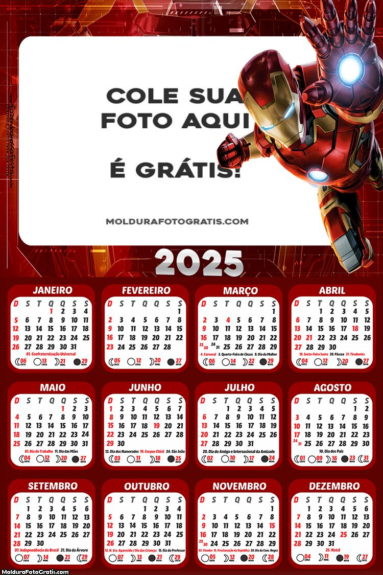 Calendário Homem de Ferro 2025 Foto Montagem