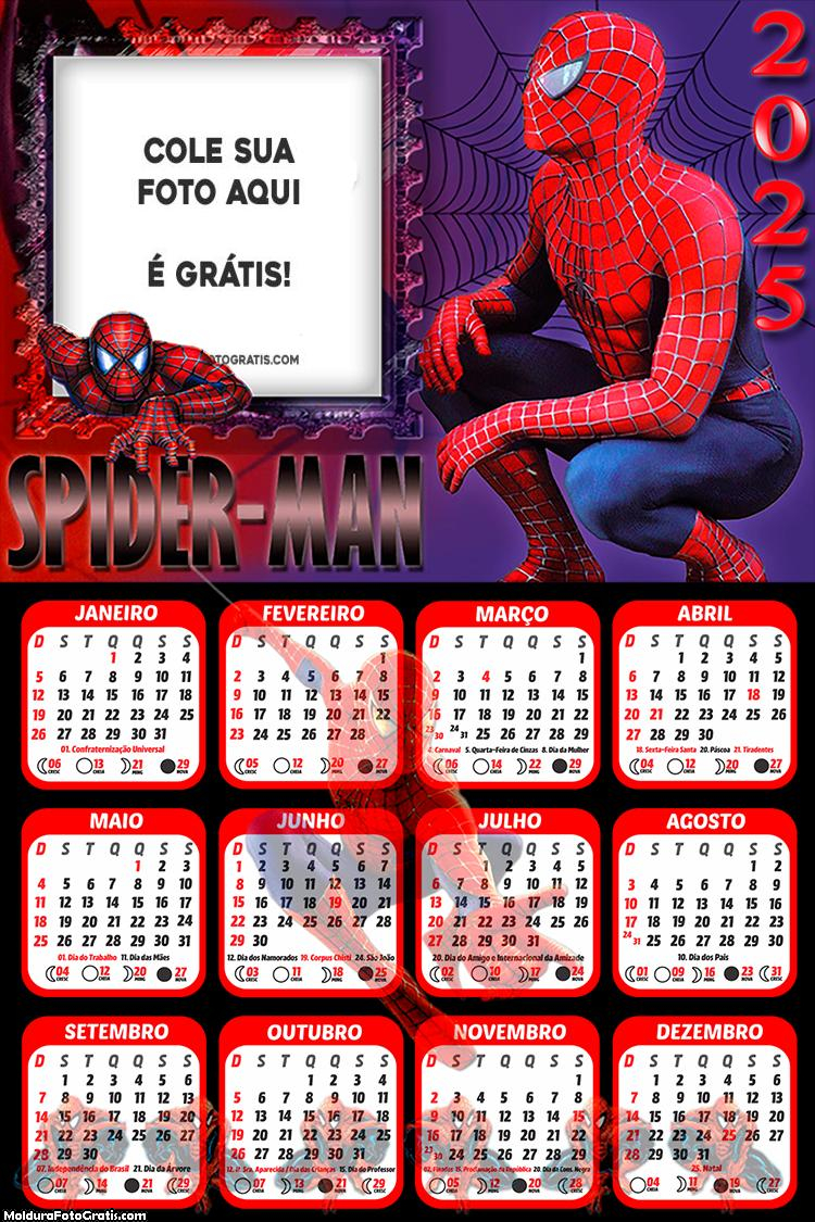 Calendário Spider Man 2025 Montagem Grátis