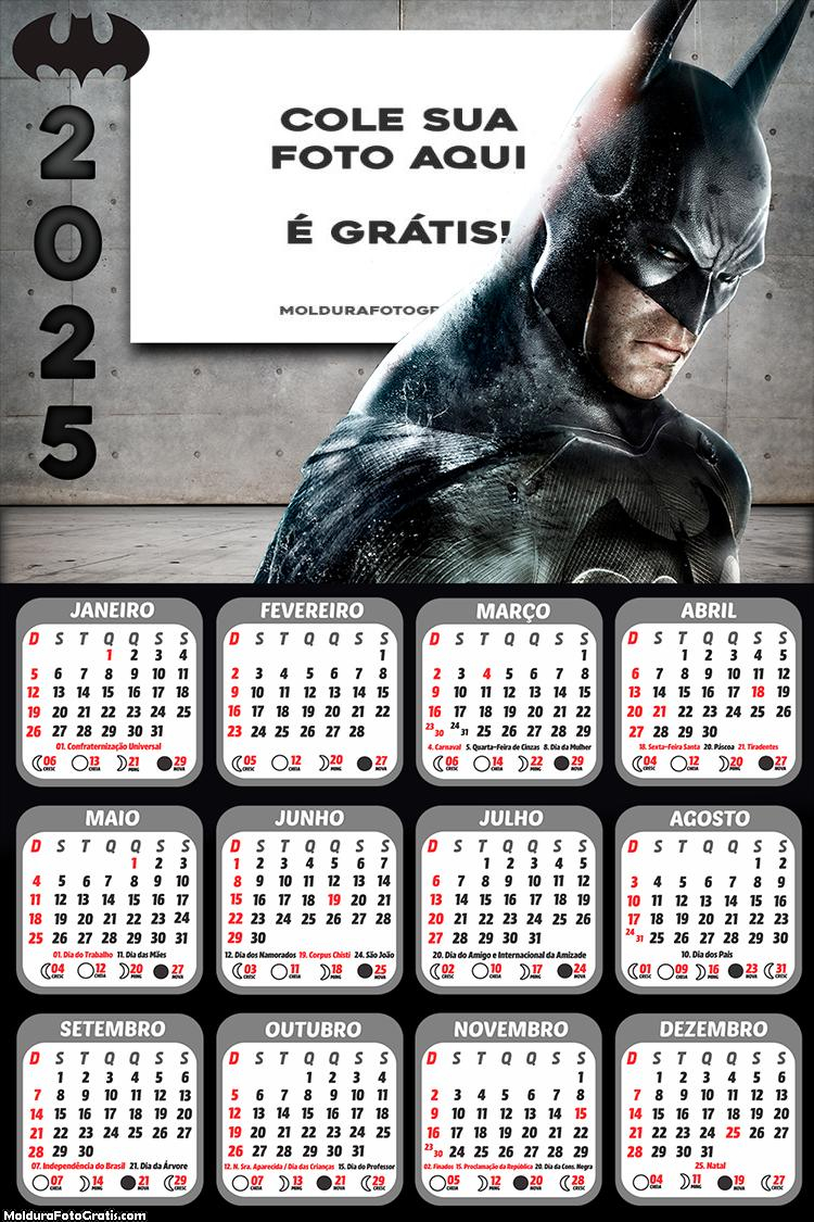 Calendário Batman 2025 Foto Montagem