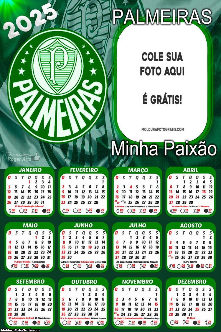 Calendário Palmeiras Minha Paixão Montagem Online