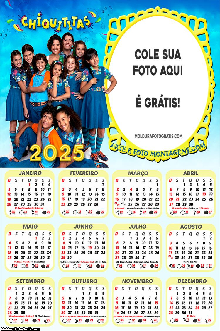 Calendário Chiquititas 2025 Foto Montagem