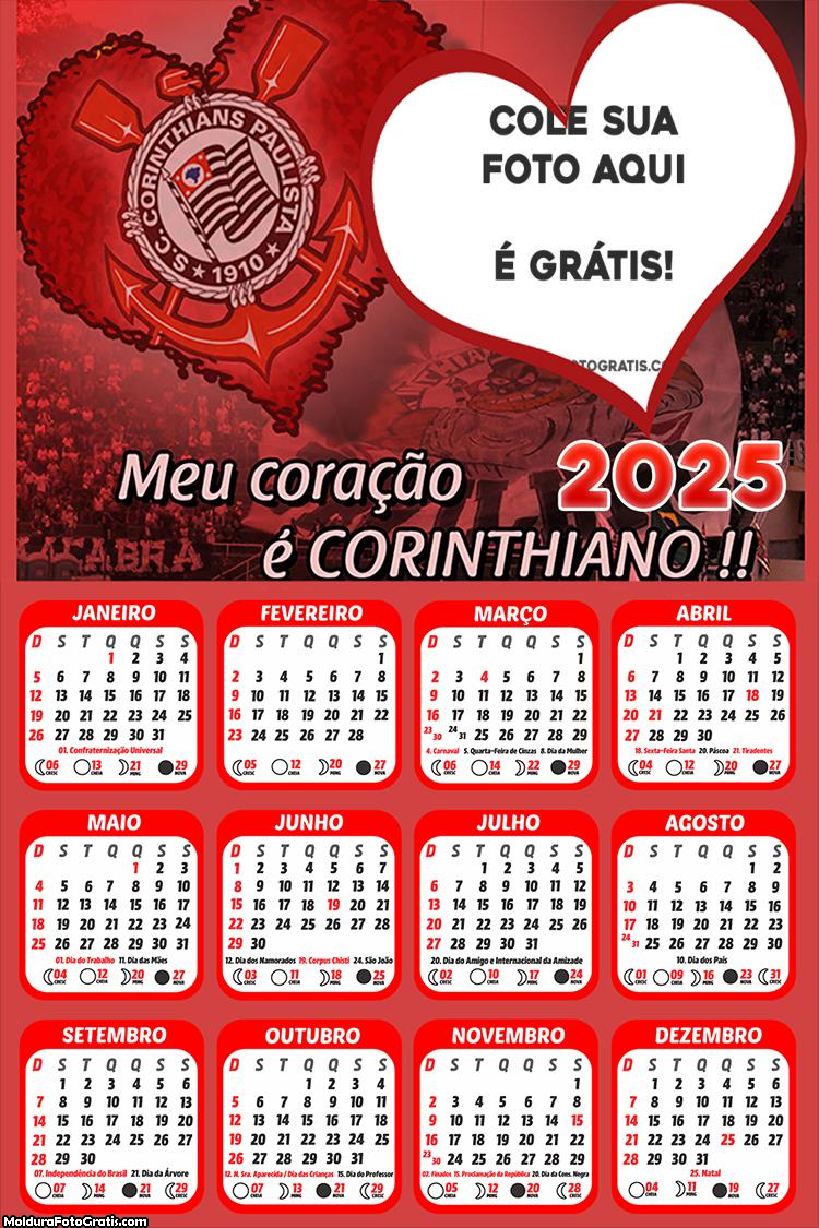 Calendário Corinthians Coração Corinthiano 2025 Online