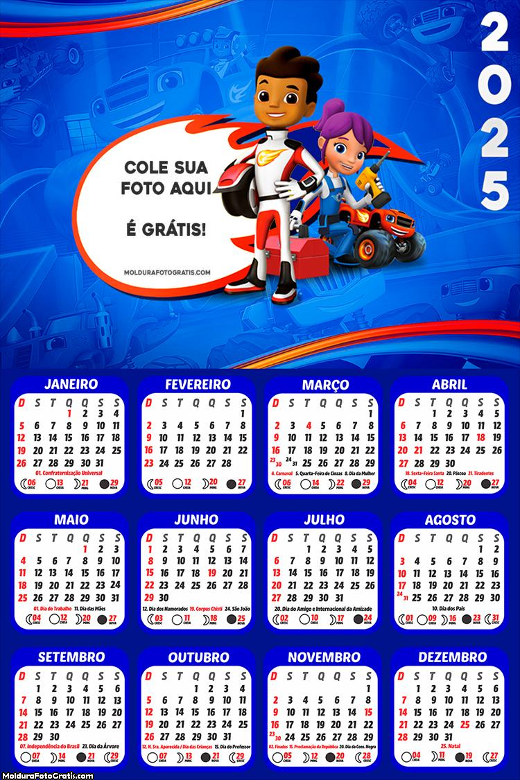 Calendário Grande Blaze and the Monster 2025 Foto Montagem