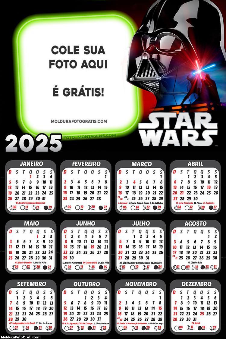 Calendário Starwars 2025 Montagem para Foto