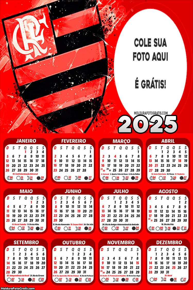 Calendário Mengão 2025 Montagem Online