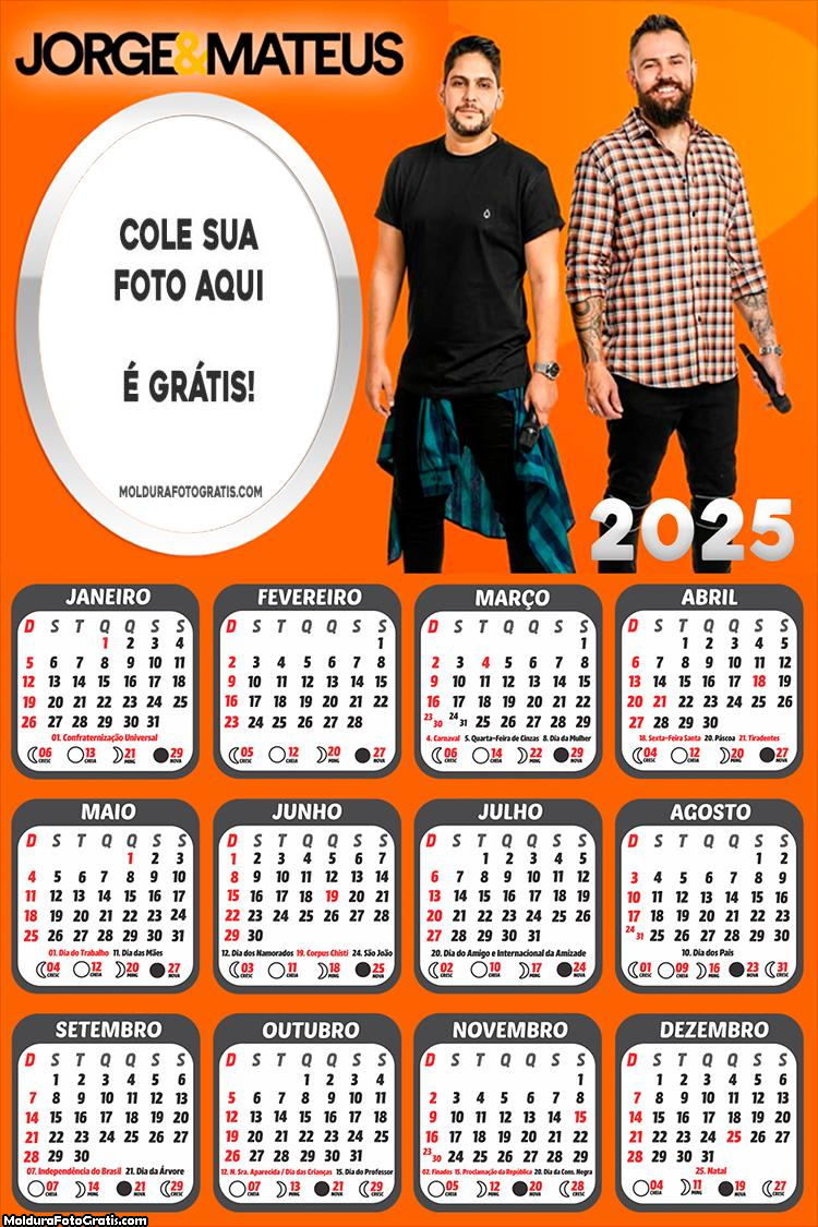 Calendário Jorge e Mateus 2025 Montagem Online