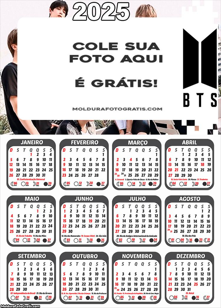 Calendário BTS 2025 Colagem de Foto