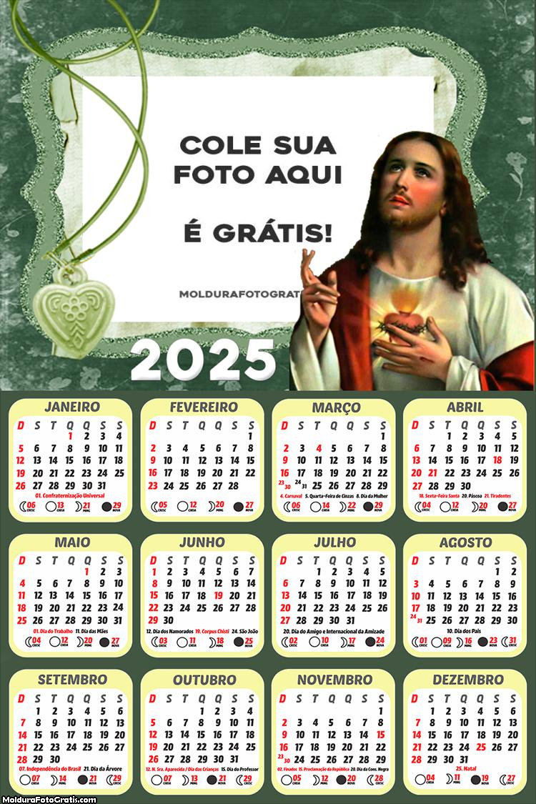 Calendário Jesus Nosso Senhor 2025 Montagem para Foto