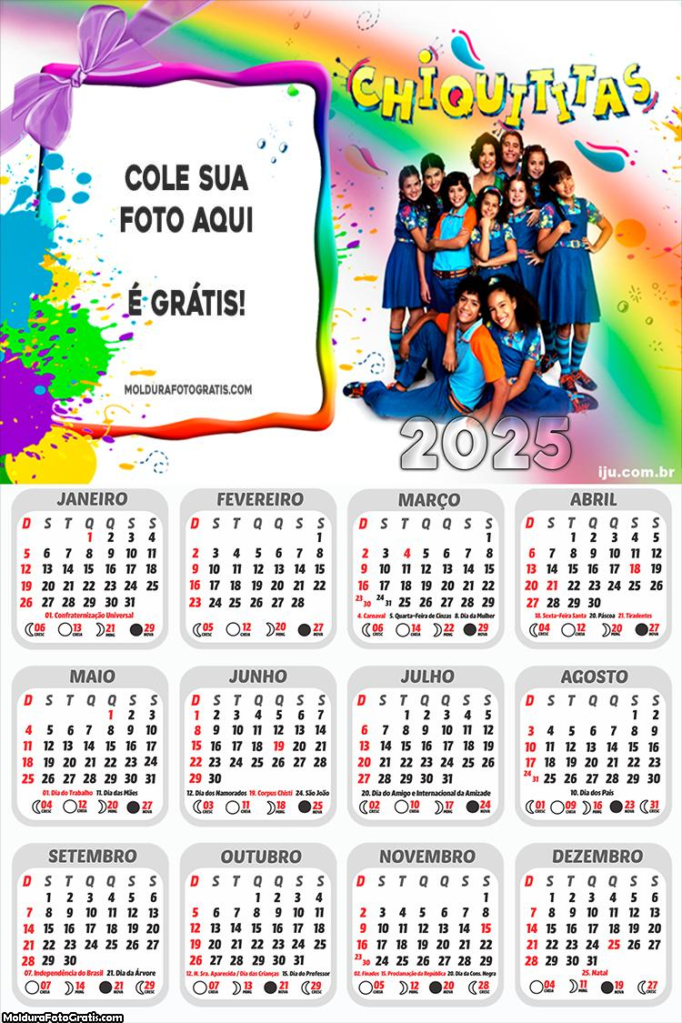 Calendário das Chiquititas 2025 Montagem Grátis