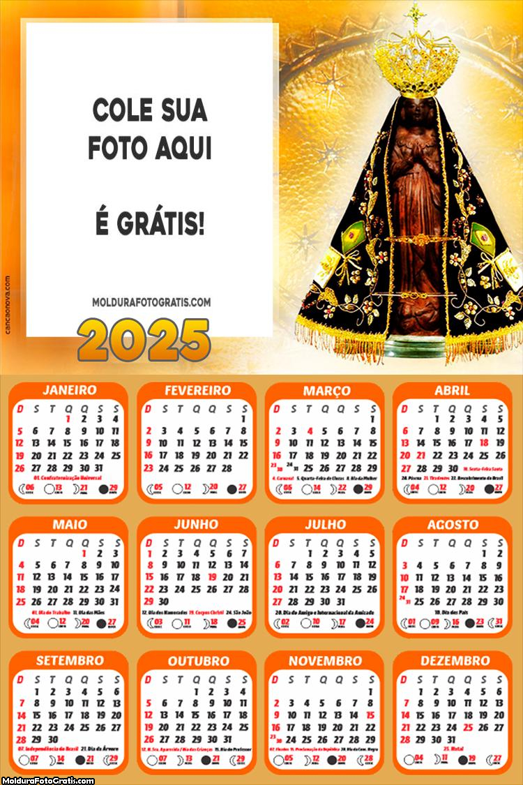 Calendário Nossa Senhora Aparecida 2025 Montagem Online