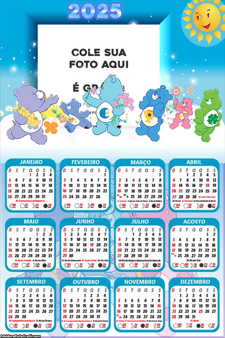 Calendário Ursinhos Carinhosos 2025 Colagem de Foto