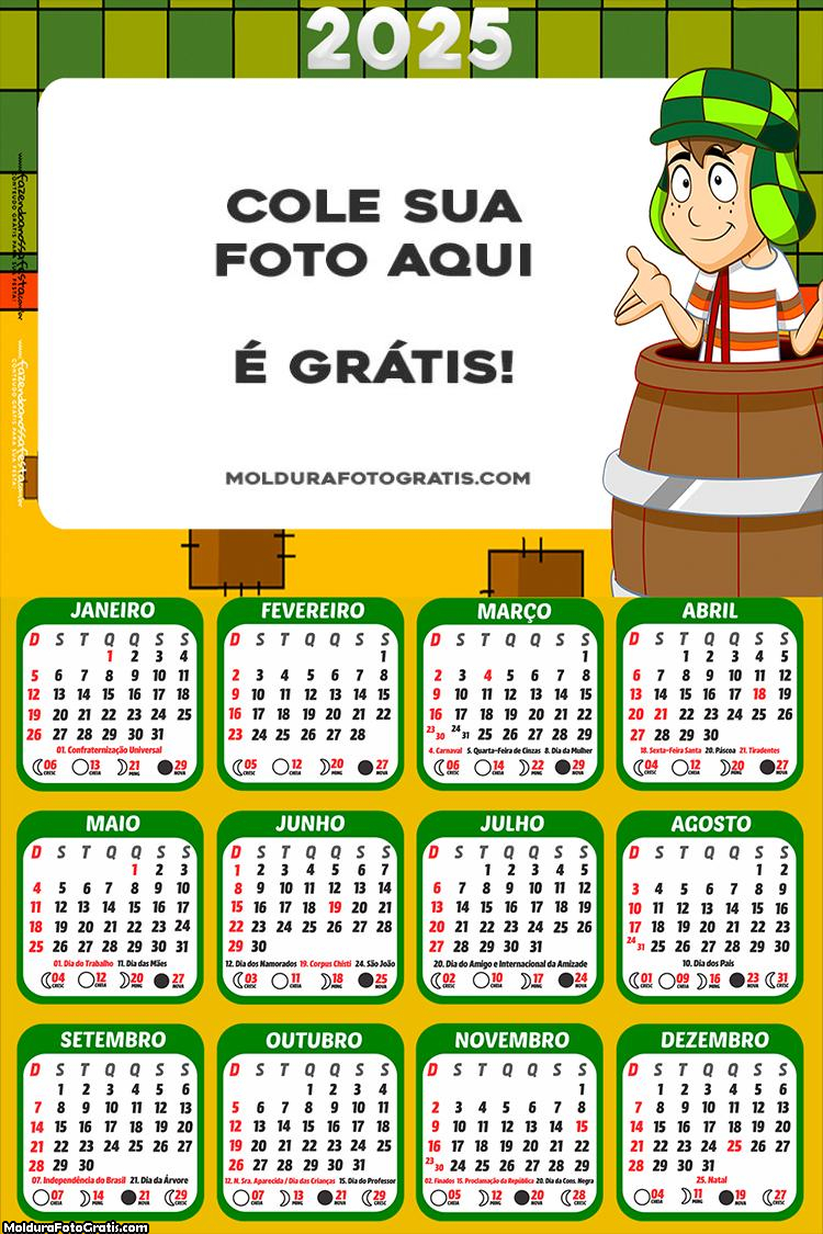 Calendário Chaves Desenho 2025 Foto Montagem