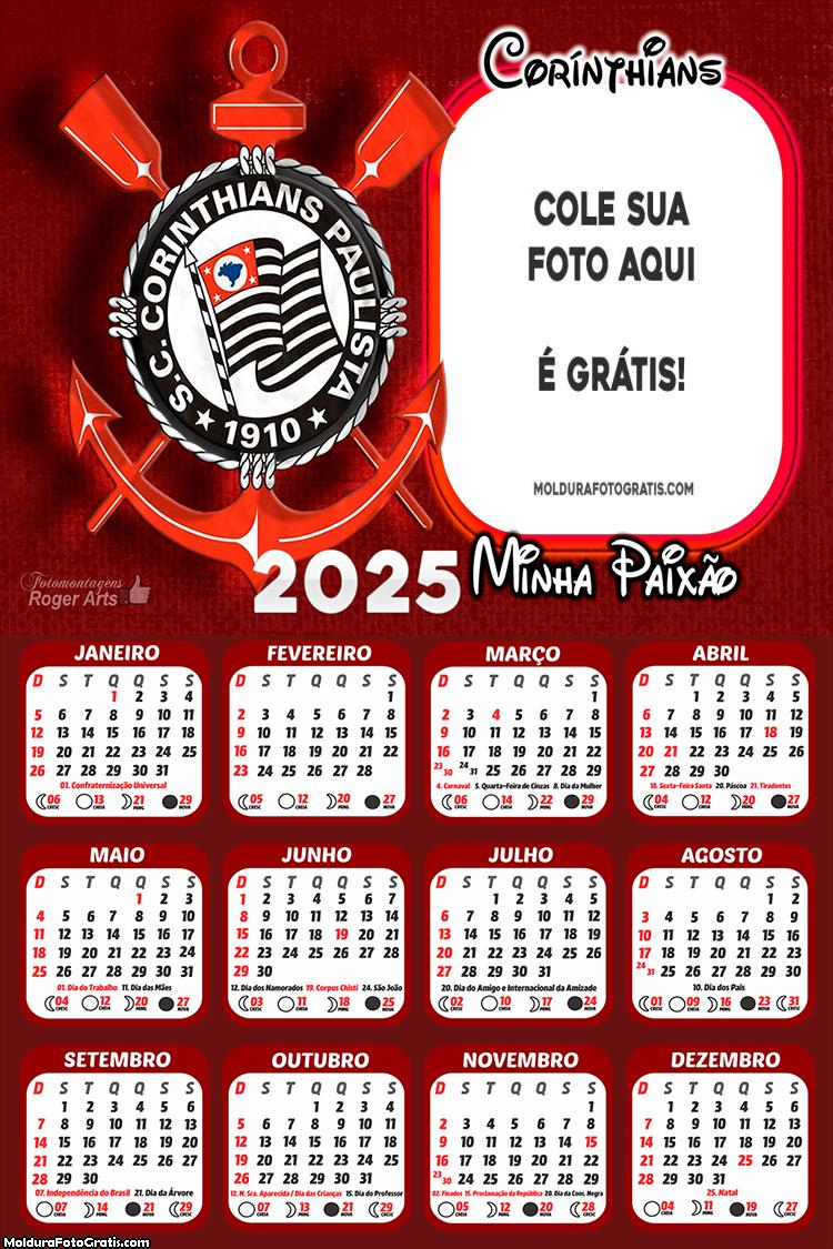 Calendário Minha Paixão Corinthians 2025 Montagem Online