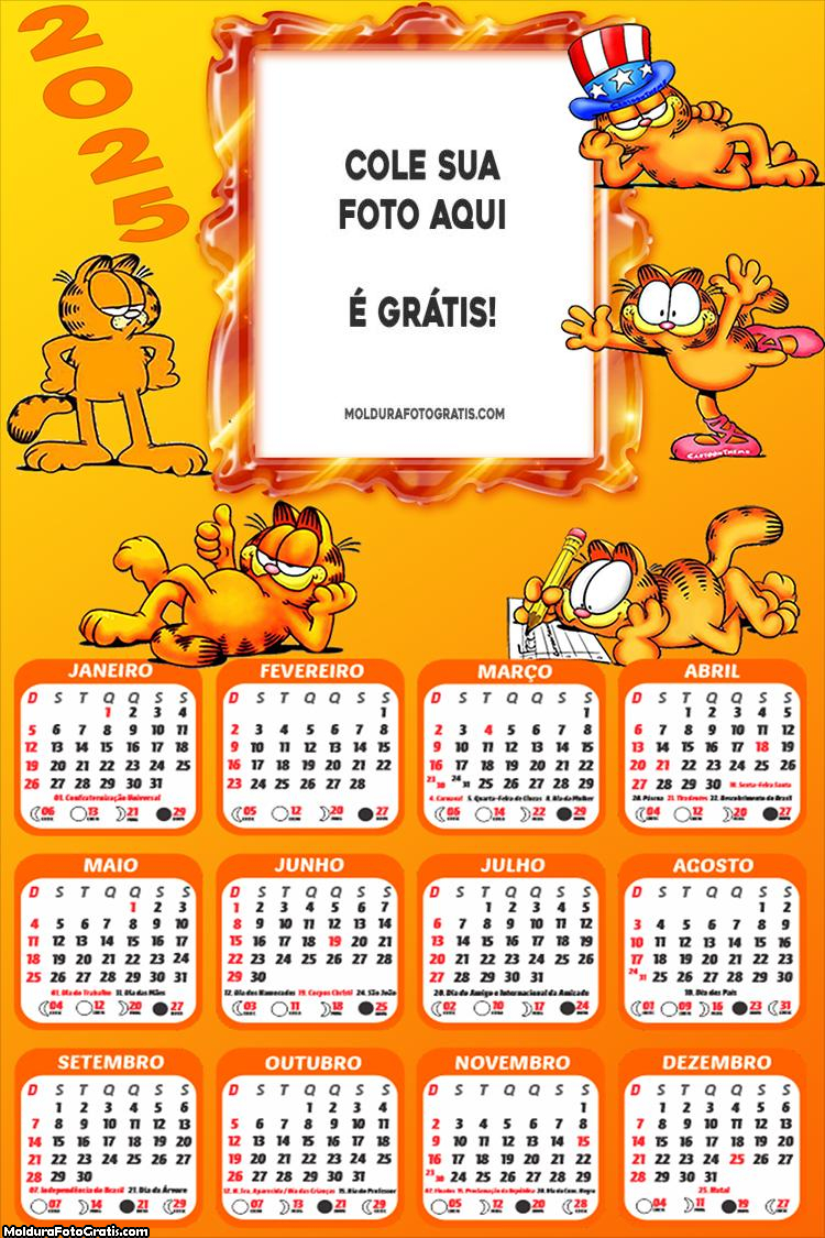 Calendário Garfield 2025 Montagem para Foto