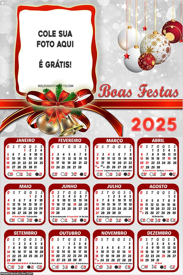 Calendário Boas Festas Feliz Natal 2025 Montagem