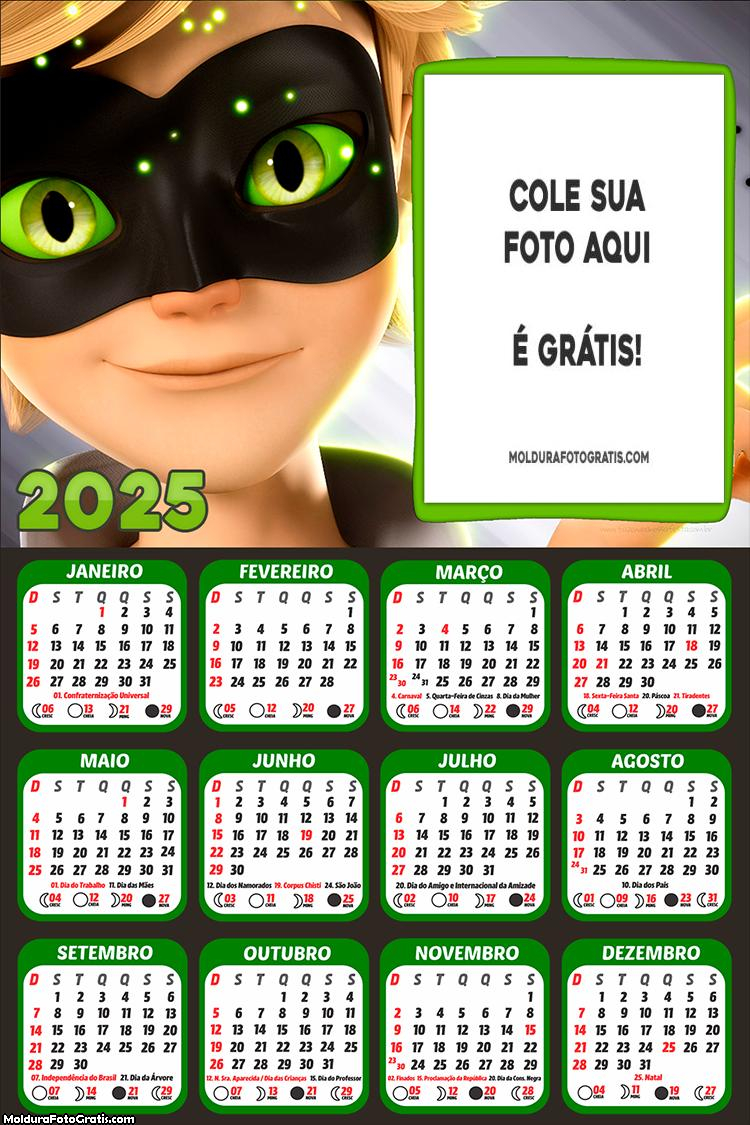 Calendário CatNoir 2025 Montagem Grátis