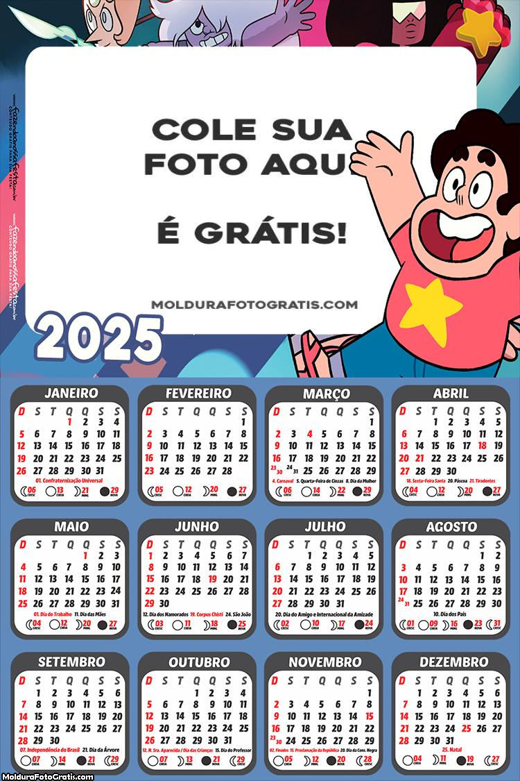 Calendário Steve Universo 2025 Montagem para Foto