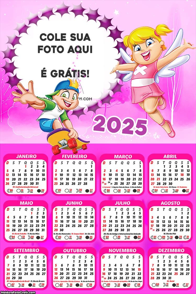 Calendário Xuxinha 2025 Colagem de Foto