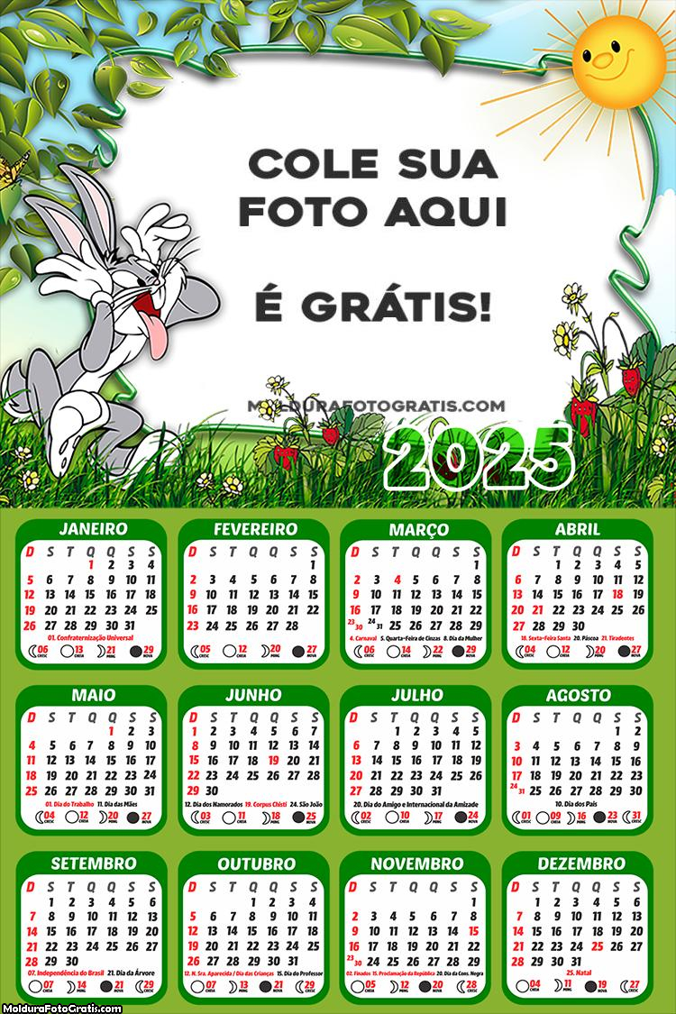 Calendário Pernalonga 2025 Colagem de Foto