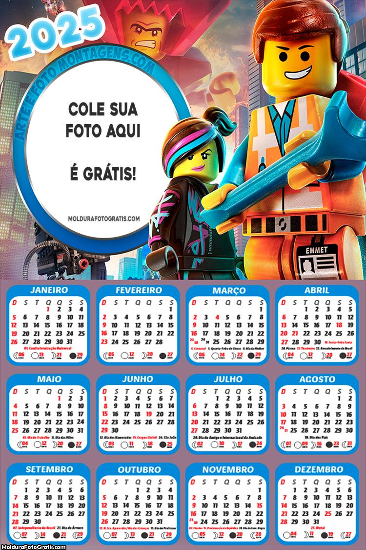 Calendário LegoMovie 2025 Montagem para Foto