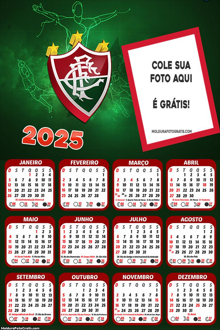 Calendário Fluminense 2025 Foto Montagem